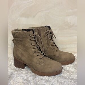 SODA Women's Taupe Lace-Up Combat Boots
